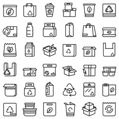 Eco packaging icons set. Outline set of eco packaging vector icons for web design isolated on white background
