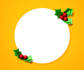 Christmas holly berries - Paper craft - flat lay
