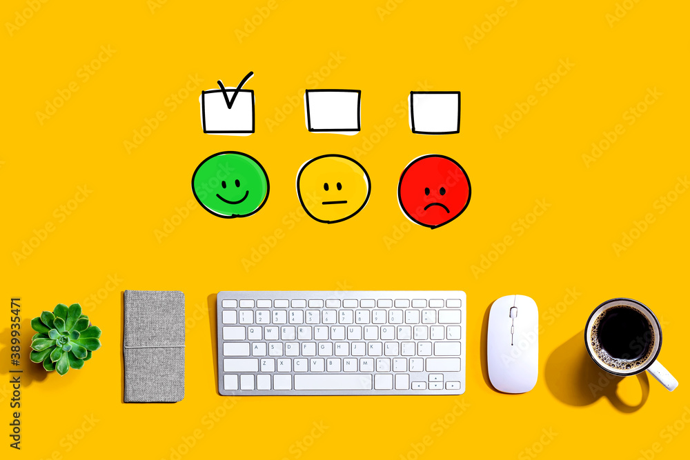 Poster survey with a computer keyboard and a mouse