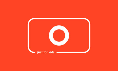 Premade framed kids logo initials monogram kids modern soft on red background