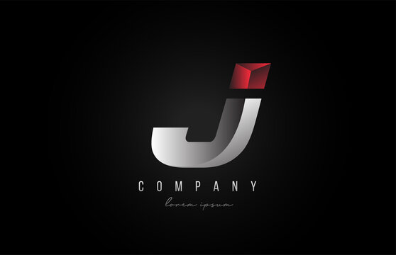 alphabet letter J logo icon in in red grey silver color. Creative design for business and company with 3d styling