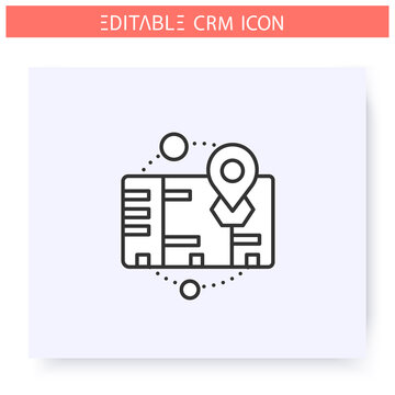 On premises CRM line icon. Licenced system version for self administration and control. Automating workflow processes. Customer relationship management. Isolated vector illustration. Editable stroke 