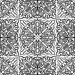 Seamless abstract pattern. Black and white colors. Hand drawn vector background. Trendy monochrome seamless mandala, fabric texture, wrapping.