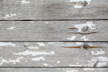 Old wooden planks with peeling white paint. Background, material for 3D models.
