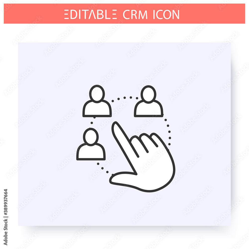 Aufkleber human resources management line icon. employee information tracking crm service.automating workflow 
