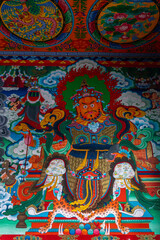 Obraz na płótnie Canvas The view inside the ancient old buddhist temple on Tibet