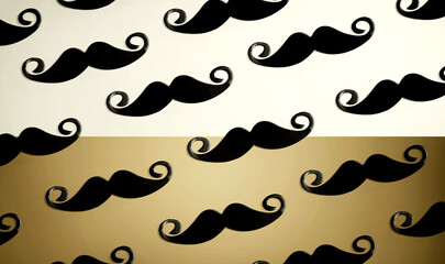 Pattern of black paper mustache - flat lay