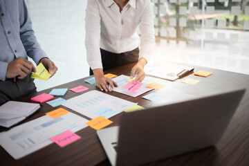 Startup concept, Group of young people brainstorming shared business idea.