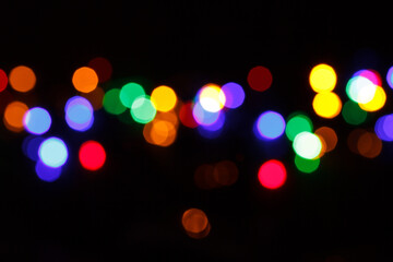 colorful rainbow christmas bokeh lights, blur background