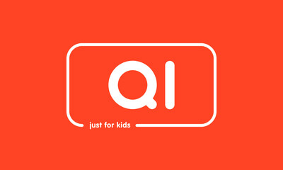 Obraz premium Premade framed kids logo initials monogram kids modern soft on red background