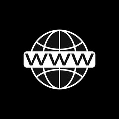 WWW flat icon. Vector concept illustration for design. World Wide Black icon.