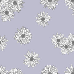 Seamless Pattern of daisies.  Fashion Print Design. camomile pattern