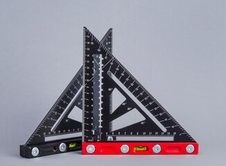 Leveling tools, triangular rulers with level for repair and construction