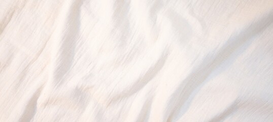 Fabric backdrop White linen canvas crumpled natural cotton fabric Natural handmade linen top view background Organic Eco textiles White Fabric texture