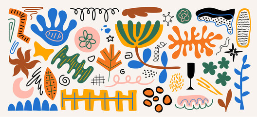Fototapeta premium Modern abstract elements set, minimal design, vector illustration.