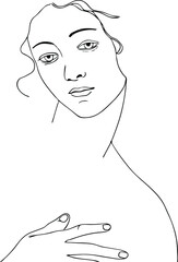 birth of venus vector illustration. sandro boticheli. beautiful blond woman. italian girl. Modern art. Hand drawn.  © Tati