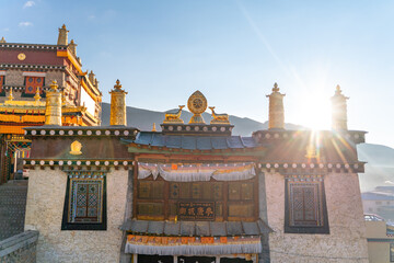 The amazing view of traditional buddhist temple - Guihua temple in Shangri-La in China