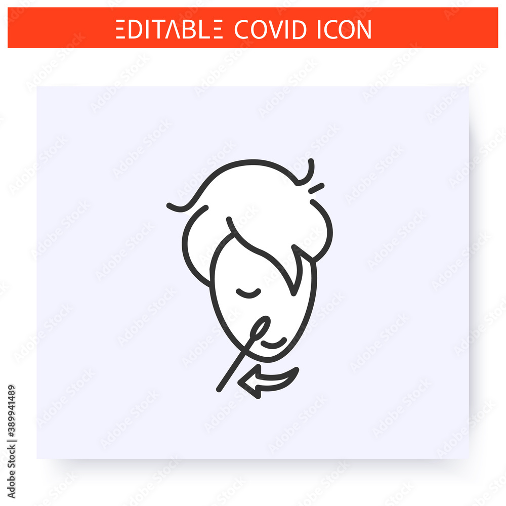 Poster use the same swab to test another nostril line icon.coronavirus home testing tutorial.covid19 nasal 