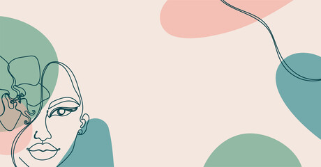 Banner in a linear style of a woman.