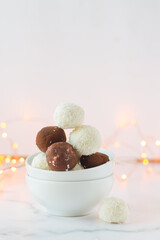 Christmas ricotta cheese and chocolate truffles. 