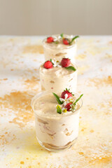  Italian dessert tiramisu with strawberry