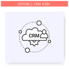 Cloud based CRM line icon. Remote accessible operational CRM system. Automating workflow processes.Customer relationship management. Isolated vector illustration. Editable stroke 