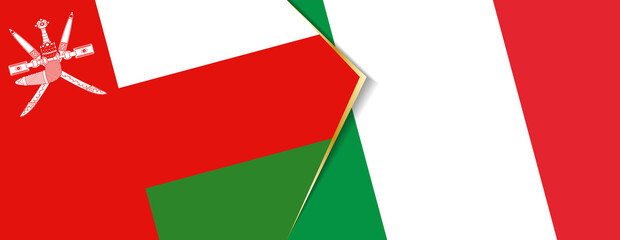 Oman and Italy flags, two vector flags.