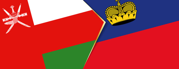 Oman and Liechtenstein flags, two vector flags.
