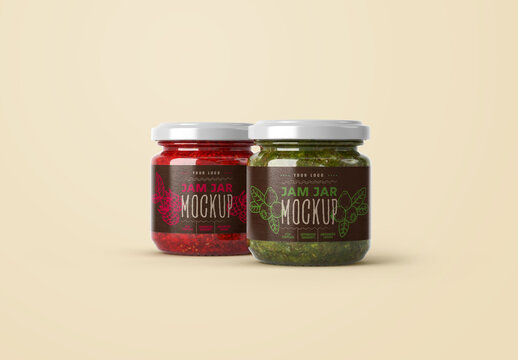 Small Jam Jar Mockup for Product Packaging and Brand Identity