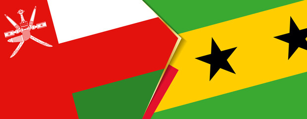 Oman and Sao Tome and Principe flags, two vector flags.