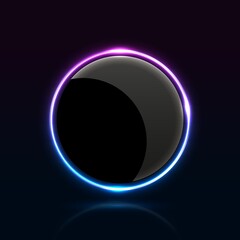 Neon abstract round. Glowing frame.