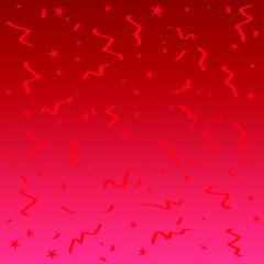 Red confetti ribbons falling, gradient color background