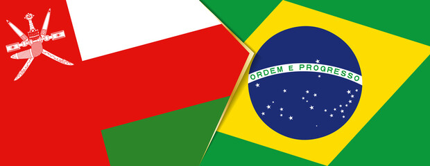 Oman and Brazil flags, two vector flags.