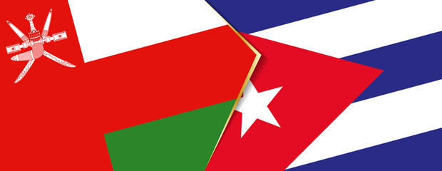 Fototapeta na wymiar Oman and Cuba flags, two vector flags.