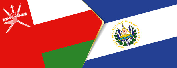 Oman and El Salvador flags, two vector flags.