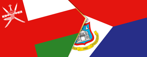 Oman and Sint Maarten flags, two vector flags.