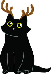 Brown cartoon Christmas cat vector