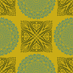 Trendy seamless mandala. Hand drawn vector background. Seamless abstract pattern, diwali, fabric texture, wrapping.