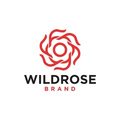 simple rose logo icon vector illustration in clean line outline style 