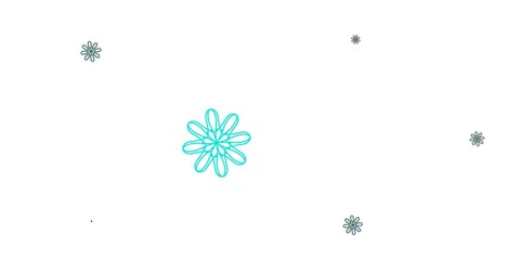 Light Blue, Green vector doodle pattern with flowers.