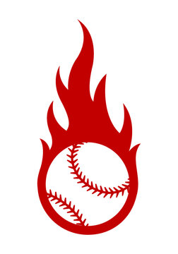Vector illustration of baseball ball with simple flame shape. Ideal for sticker, decal, sport logo and any kind of decoration.