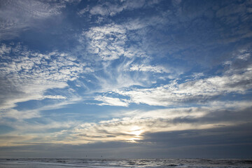 Fototapeta na wymiar North sea coast. Julianadorp. Netherlands. Sunset.