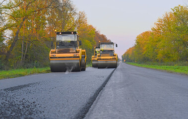Obraz premium road roller working