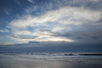 Sea, waves and beach. North sea coast. Julianadorp. Netherlands.