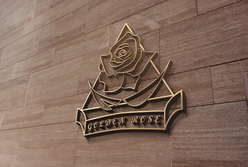 3d golden rose logo design concept