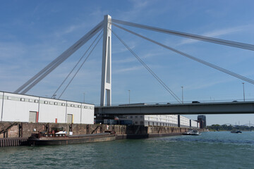 Mannheim / Germany – Sept. 13, 2020: bridge at the „Rhine-Neckar harbor“, one of the biggest...
