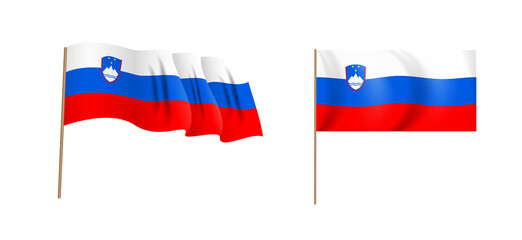 colorful naturalistic waving Slovenia flag. Vector Illustration