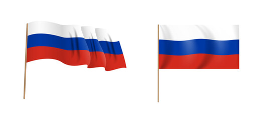 colorful naturalistic waving flag of the Russian Federation. Vector Illustration