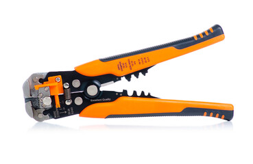 Wire cutter, insul crimper work tool on white background isolation