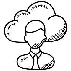 

A person avatar with cloud computing, cloud user
